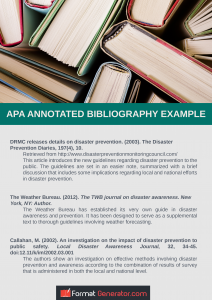 apa annotated bibliography example APA Annotated Bibliography Example